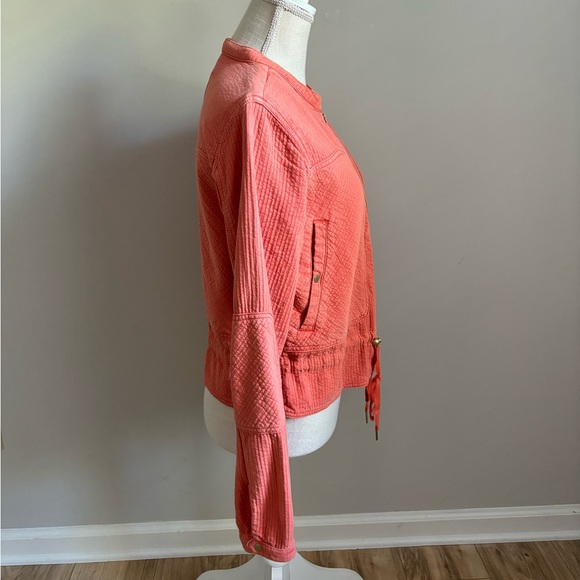 Anthropologie Joyce Textured Jacket Orange Coral - Picture 5 of 11
